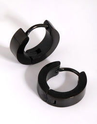 Black Coated Surgical Steel Wide Huggie Earrings - link has visual effect only
