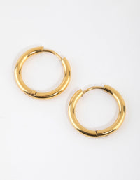 Gold Plated Surgical Steel Medium Polished Hoop Earrings - link has visual effect only