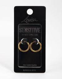 Gold Plated Surgical Steel Medium Polished Hoop Earrings - link has visual effect only
