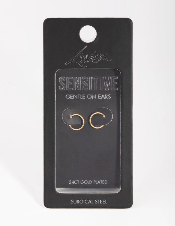 Gold Plated Surgical Steel Sleeper Earrings 8MM