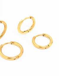 Waterproof Gold Plated  Stainless Steel Small Hoop Earrings 2-Pack - link has visual effect only