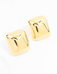 Waterproof Gold Plated Stainless Steel Square Stud Earrings - link has visual effect only