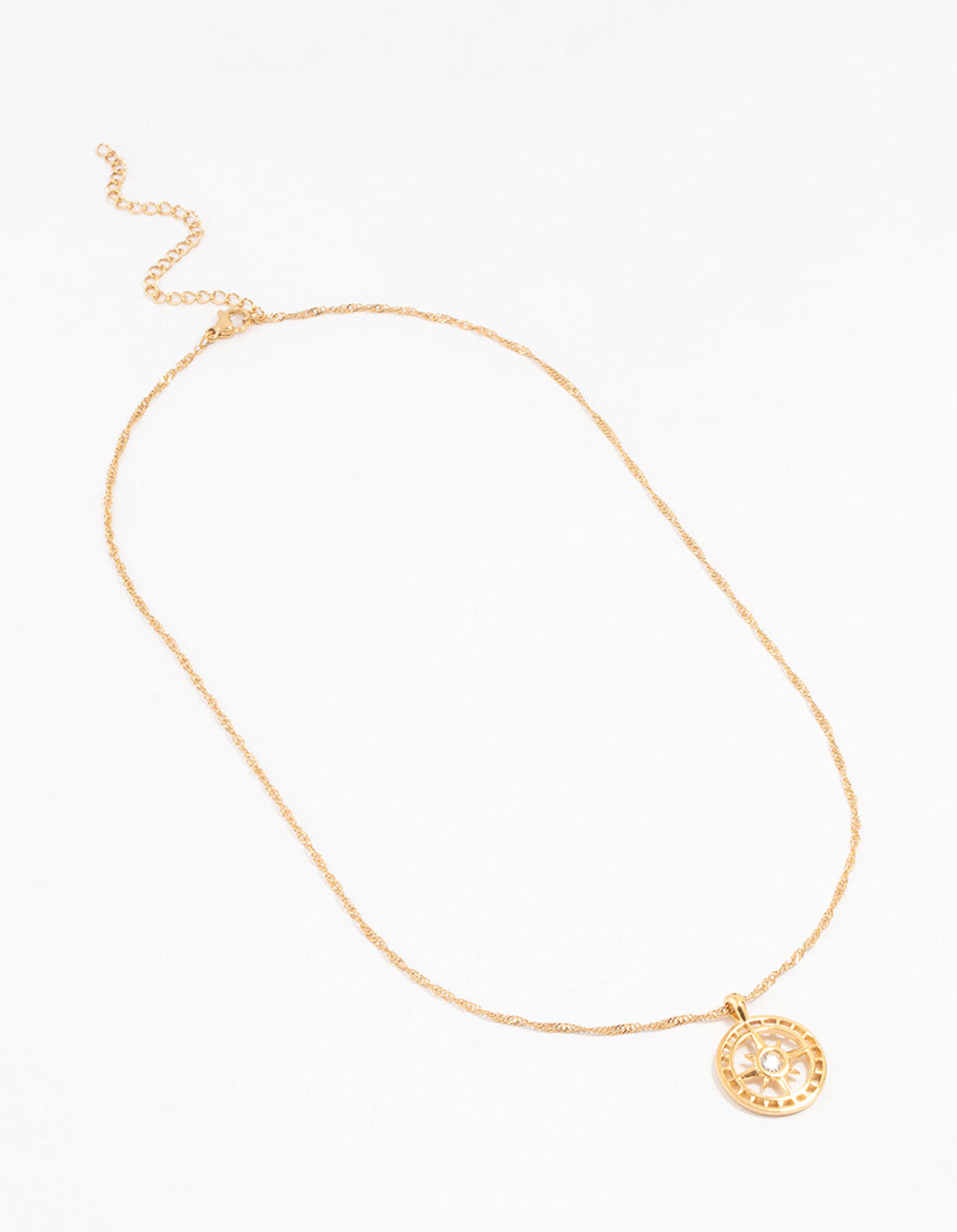 Waterproof Gold Plated Stainless Steel Compass Pendant Necklace