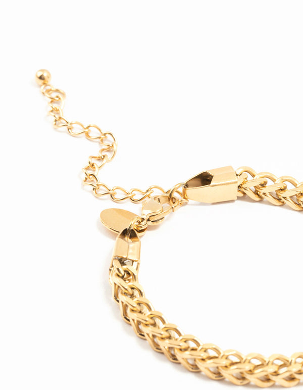 Waterproof  Gold Plated Stainless Steel Box Chain Bracelet