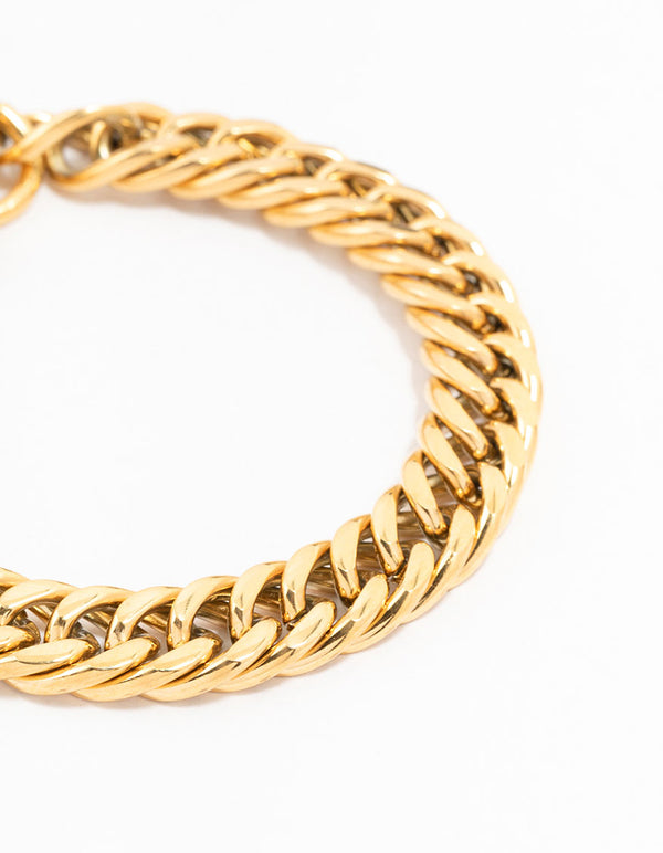 Waterproof Gold Plated Stainless Steel Vintage Curb Chain Bracelet