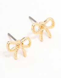 Gold Twisted Bow Stud Earrings - link has visual effect only