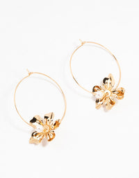 Gold Pearl Spike Flower Hoop Earrings - link has visual effect only
