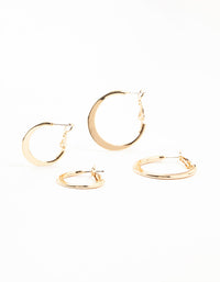 Gold Small & Large Thin Hoop Earrings 2-Pack - link has visual effect only