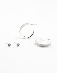 Silver Diamante & Glitter Hoop Earrings 2-Pack - link has visual effect only
