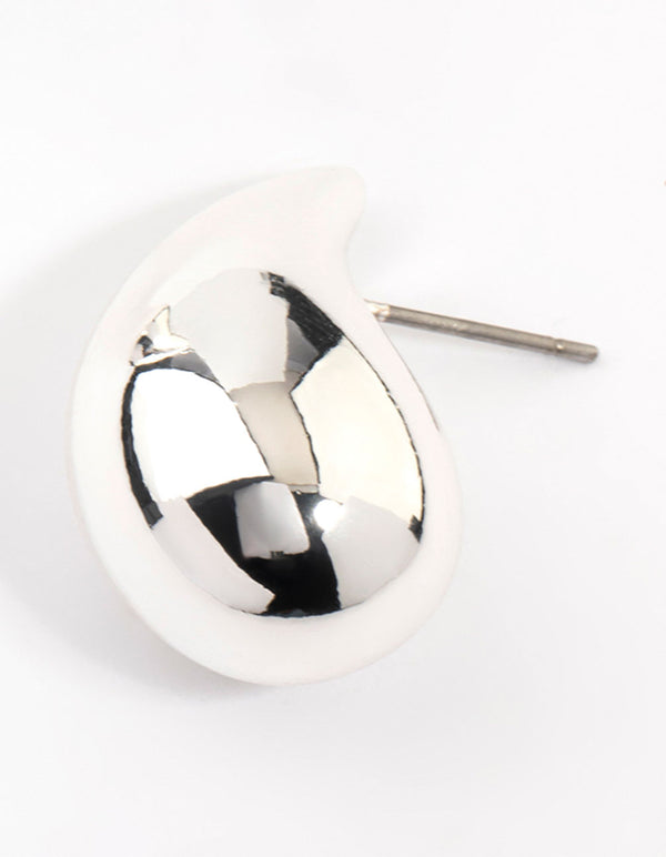 Silver Plated  Teardrop Stud Earrings