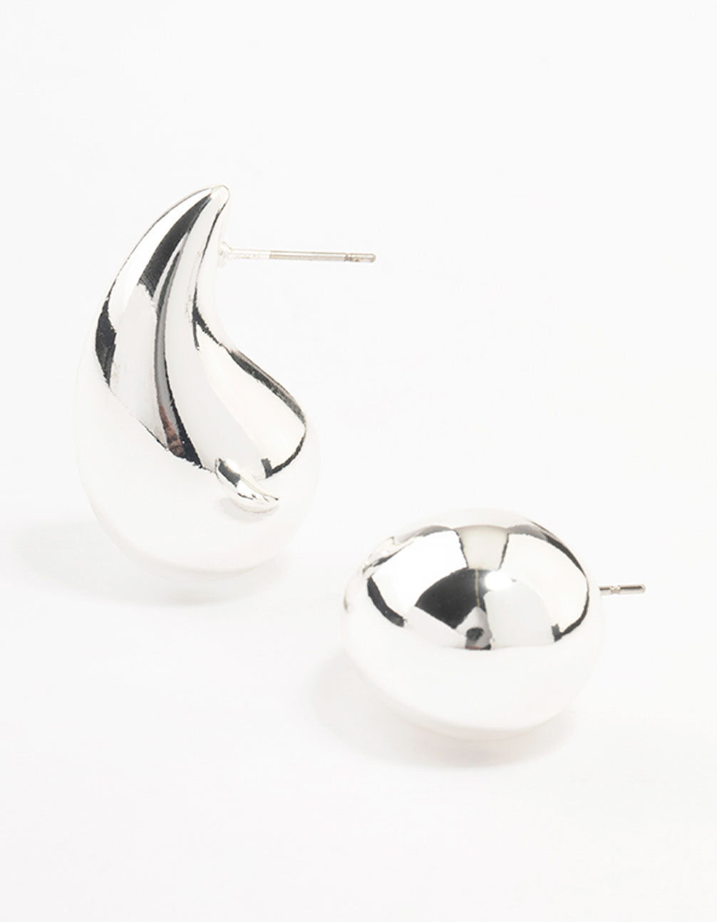 Silver Plated Teardrop Bubble Stud Earrings