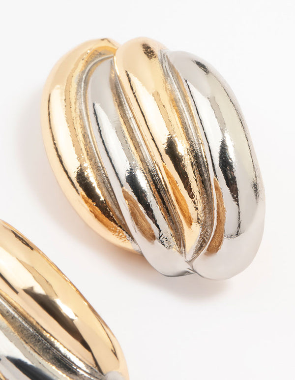 Mixed Metals Large Wrapped Stud Earrings