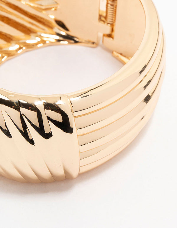 Gold Wrapped Detailed  Thick Wrist Cuff