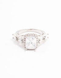 Silver Eloquent Cubic Zirconia Rectangular Ring - link has visual effect only