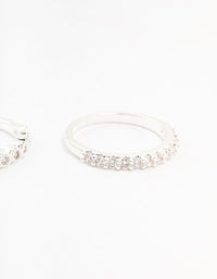 Designed with round cubic zirconia in silver plated stackable 3-pack style side detail view - link has visual effect only