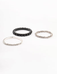 Black & Silver Plaited Bracelet 3- Pack - link has visual effect only