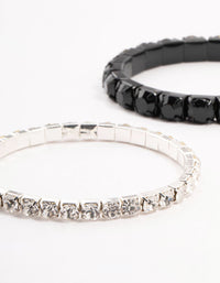 Black & Silver Plaited Bracelet 3- Pack - link has visual effect only