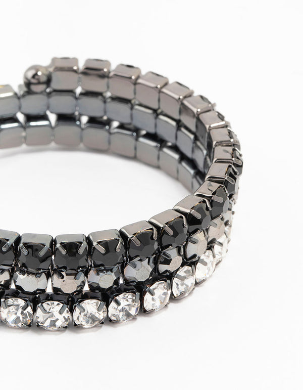 Black Silver Diamante Wrist Cuff