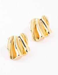 Gold Plated Mini Wave Fan Stud Earrings - link has visual effect only