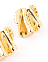 Gold Plated Mini Wave Fan Stud Earrings - link has visual effect only