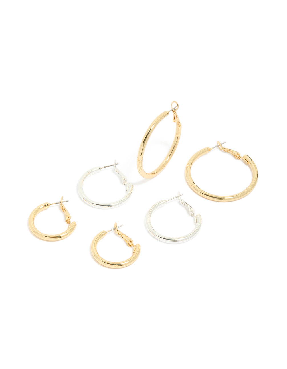 Mixed Metals Basic Thick Hoop Earrings 3-Pack