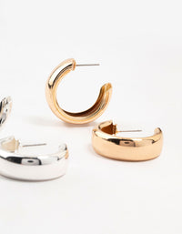 Mixed Metals Gold & Silver Chubby Hoop Earrings 2-Pack - link has visual effect only