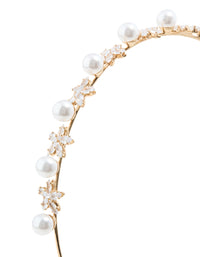 Gold Alternating Flower & Pearl Headband - link has visual effect only