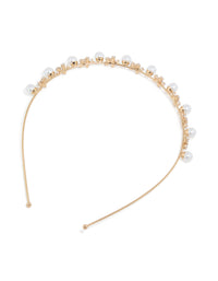 Gold Alternating Flower & Pearl Headband - link has visual effect only