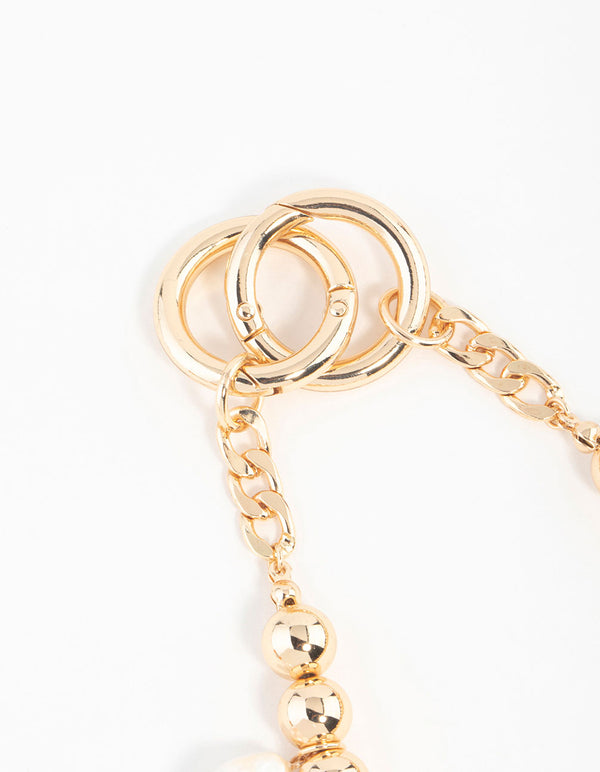 Gold Bow,Flower & Heart Charm Keychain