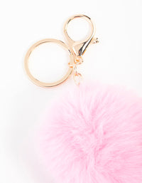 White Pom Pom Fabric Keychain - link has visual effect only