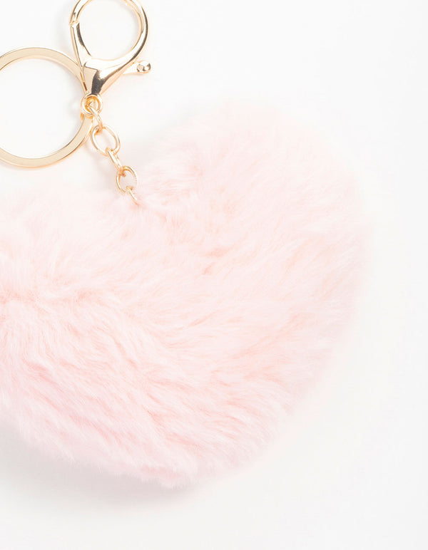 Pink Fabric Heart  Keychain