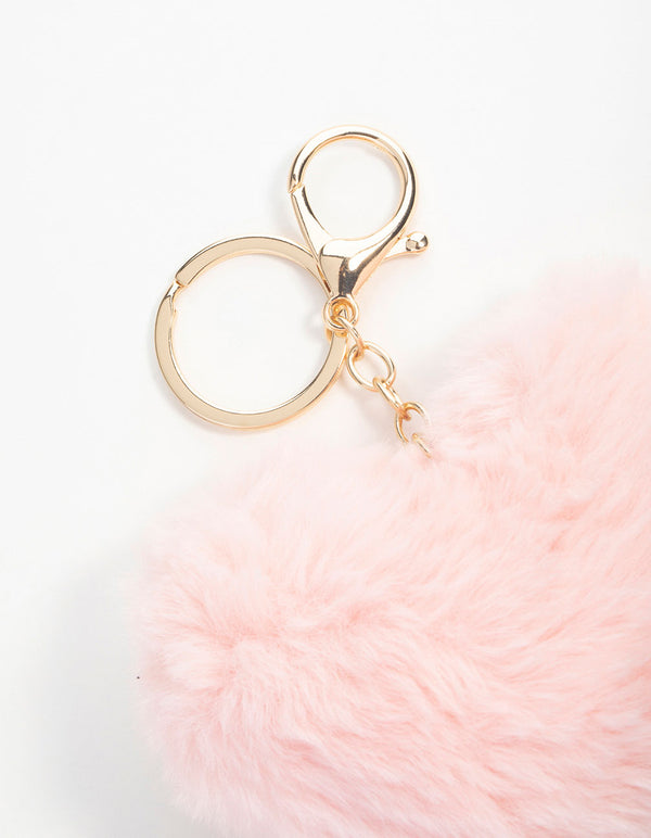 Pink Fabric Heart  Keychain