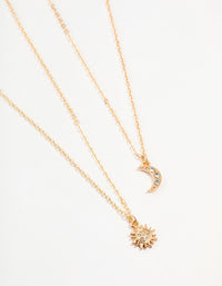 Gold Diamante Sun & Moon Necklaces 2-Pack - link has visual effect only