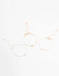 Mixed Metals Solid Heart Bracelets 3-Pack - link has visual effect only