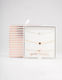Mixed Metals Solid Heart Bracelets 3-Pack - link has visual effect only