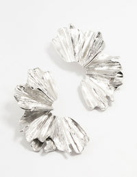 Silver Etched Half Flower Drop Earrings - link has visual effect only