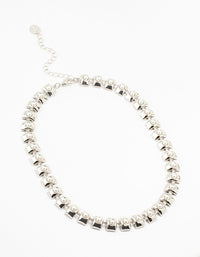 Large Silver Pearl Chain Short Necklace - link has visual effect only