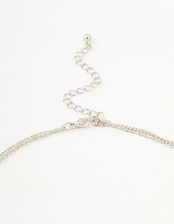 Antique Silver Dagger & Heart Layered Necklace