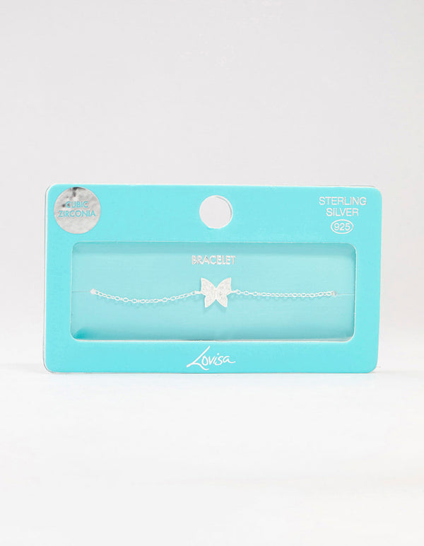 Sterling Silver Cubic Zirconia Butterfly Bracelet