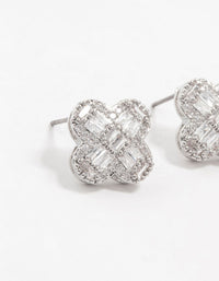 Silver Paved Flower Stud Earrings - link has visual effect only