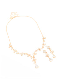 Gold Creeping Crystal Vine Necklace & Earrings Set - link has visual effect only