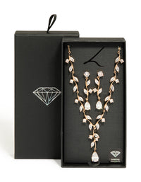 Gold Creeping Crystal Vine Necklace & Earrings Set - link has visual effect only