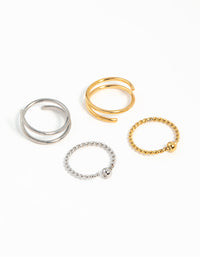 Mixed Metals Rope & Spiral Nose Rings 4-Pack - link has visual effect only