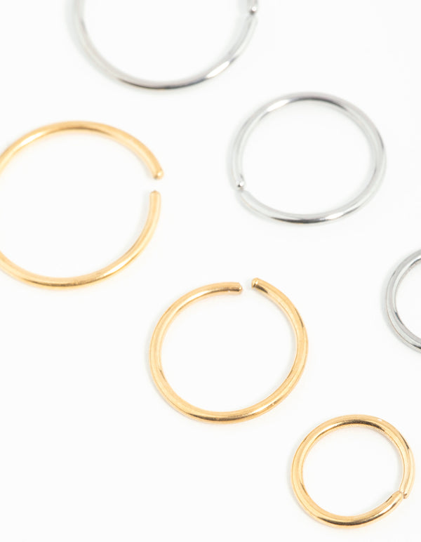 Mixed Metals Graduating Nose Rings 6-Pack