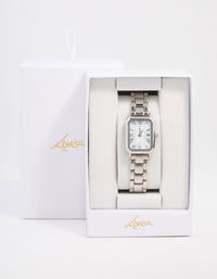 Silver Rectangle Roman Numeral Watch - link has visual effect only