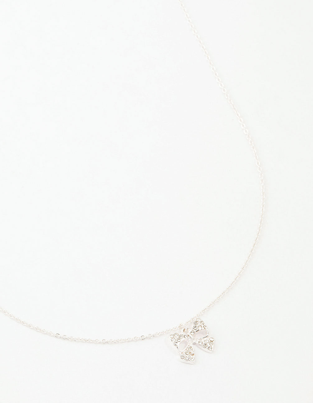 Silver Bling Bow Neckalce