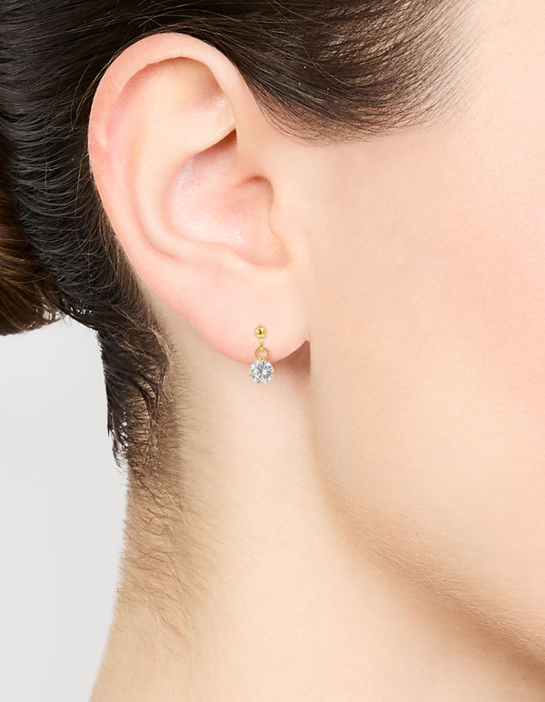 Gold Plated Sterling Silver Cubic Zirconia Drop Earrings