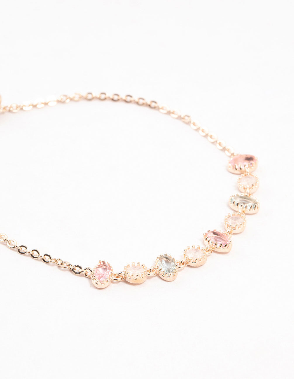 Rose Gold Plated Oval & Round Stone Bracelet