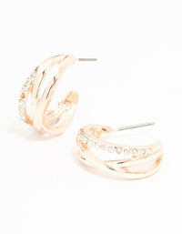 Rose Gold Diamante Twisted Hoop Earrings - link has visual effect only