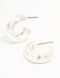 Silver Fluted Small Hoop Earrings - link has visual effect only